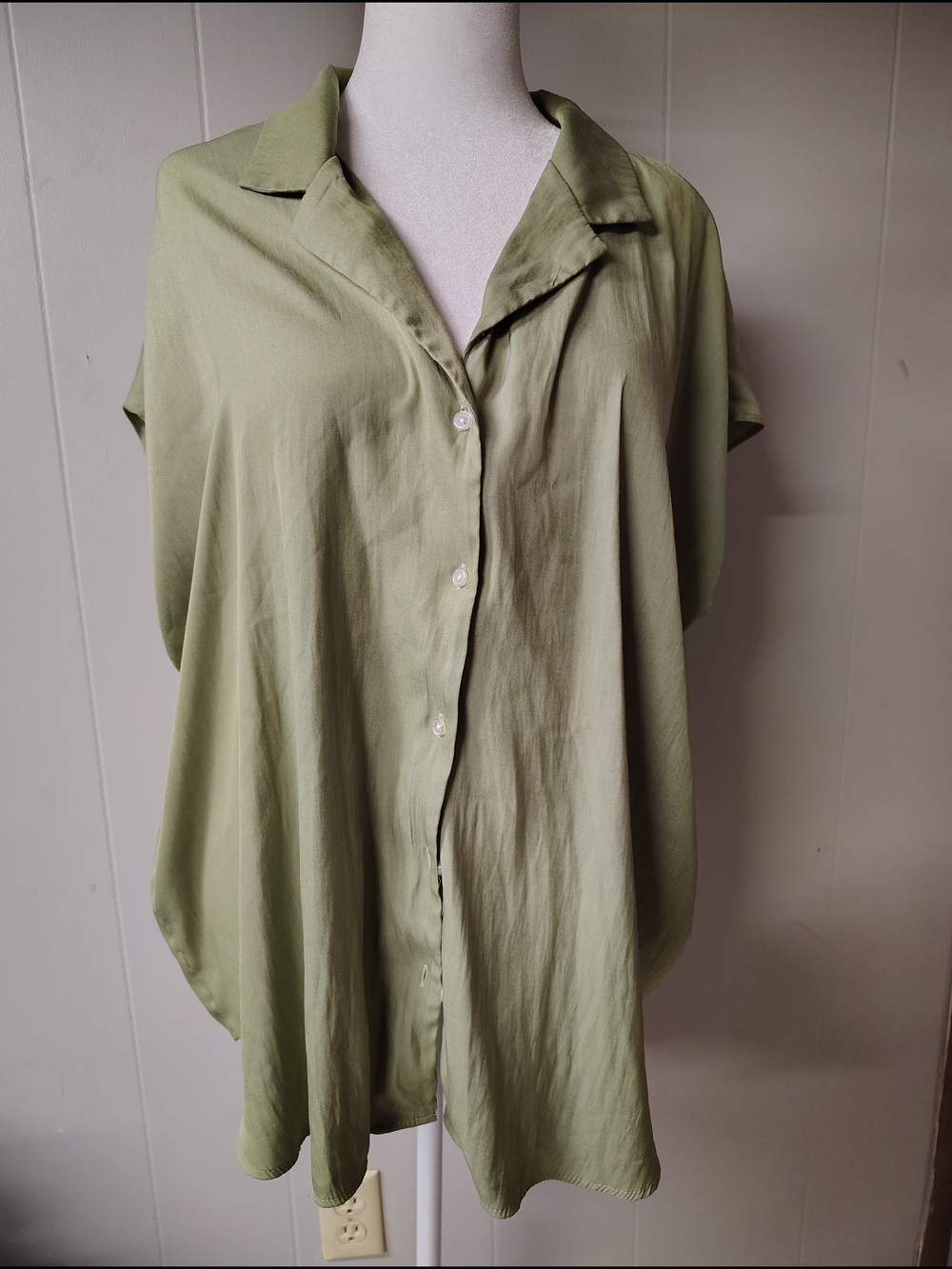 Philosophy Olive-Green Button Front Relaxed Shirt